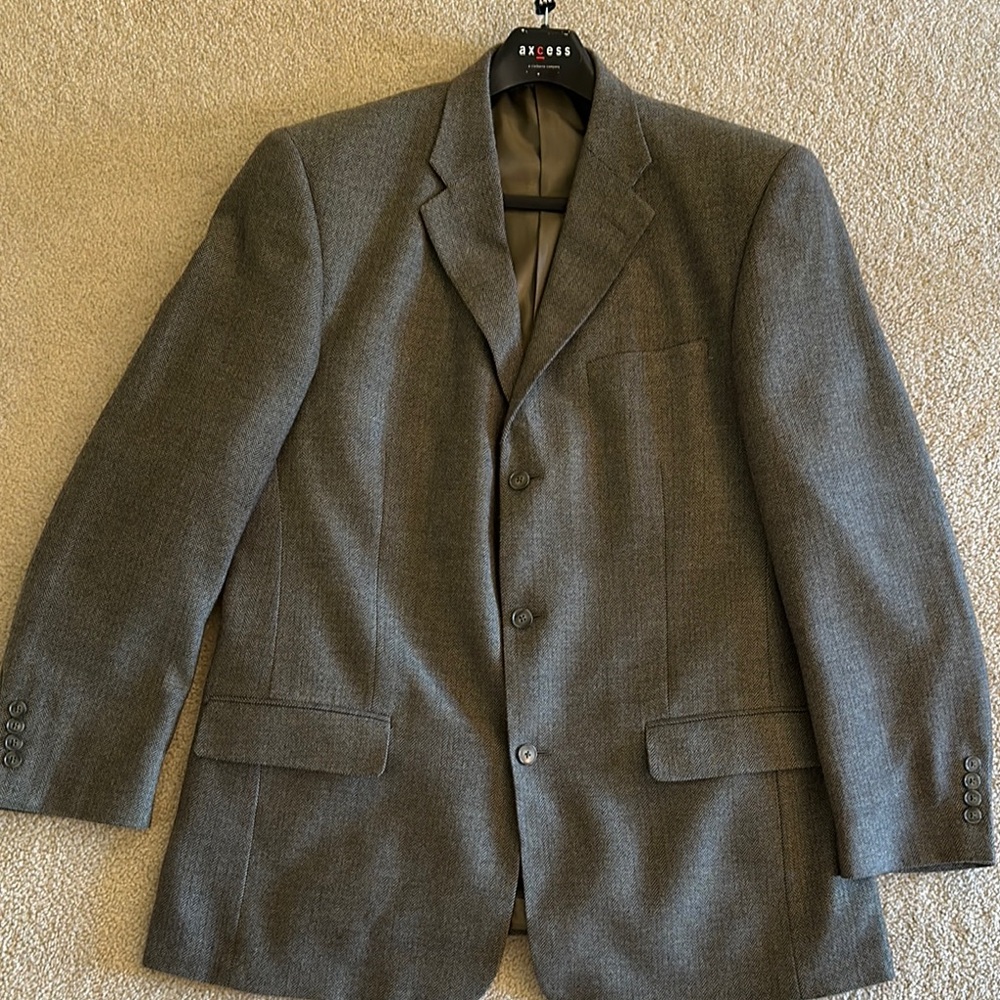 Axcess Gray Herringbone Tweed Blazer Sport Coat Classic Design
